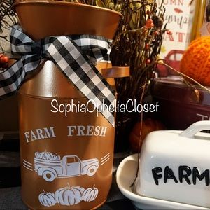 Fall Autumn Galvanized Metal Bucket Decor Piece